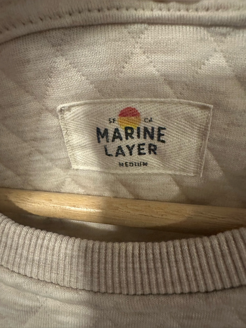 Marine Layer Corbet Quilted Crewneck Sweater - Cream - Picture 4 of 5